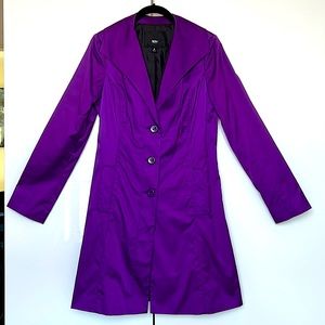 Purple satin retro fashion trench coat Y2K fashion
